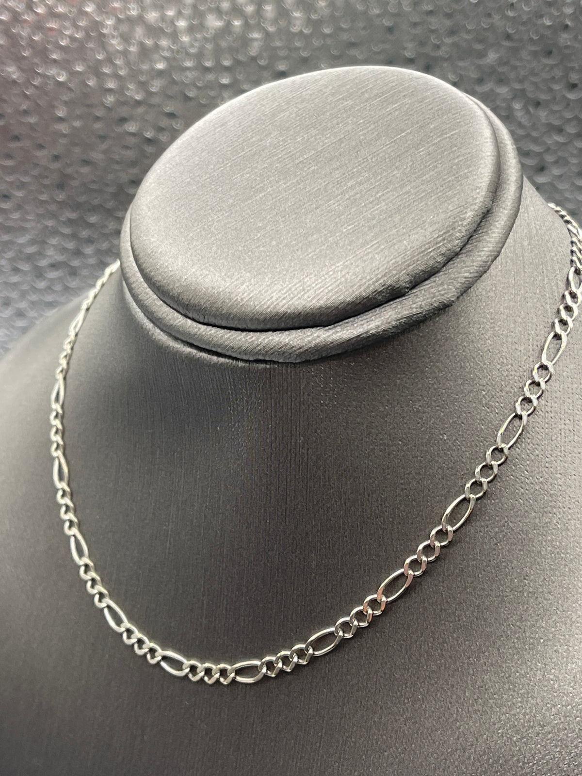 Ladies 14 Karat White Gold Figero Link Ankle Bracelet