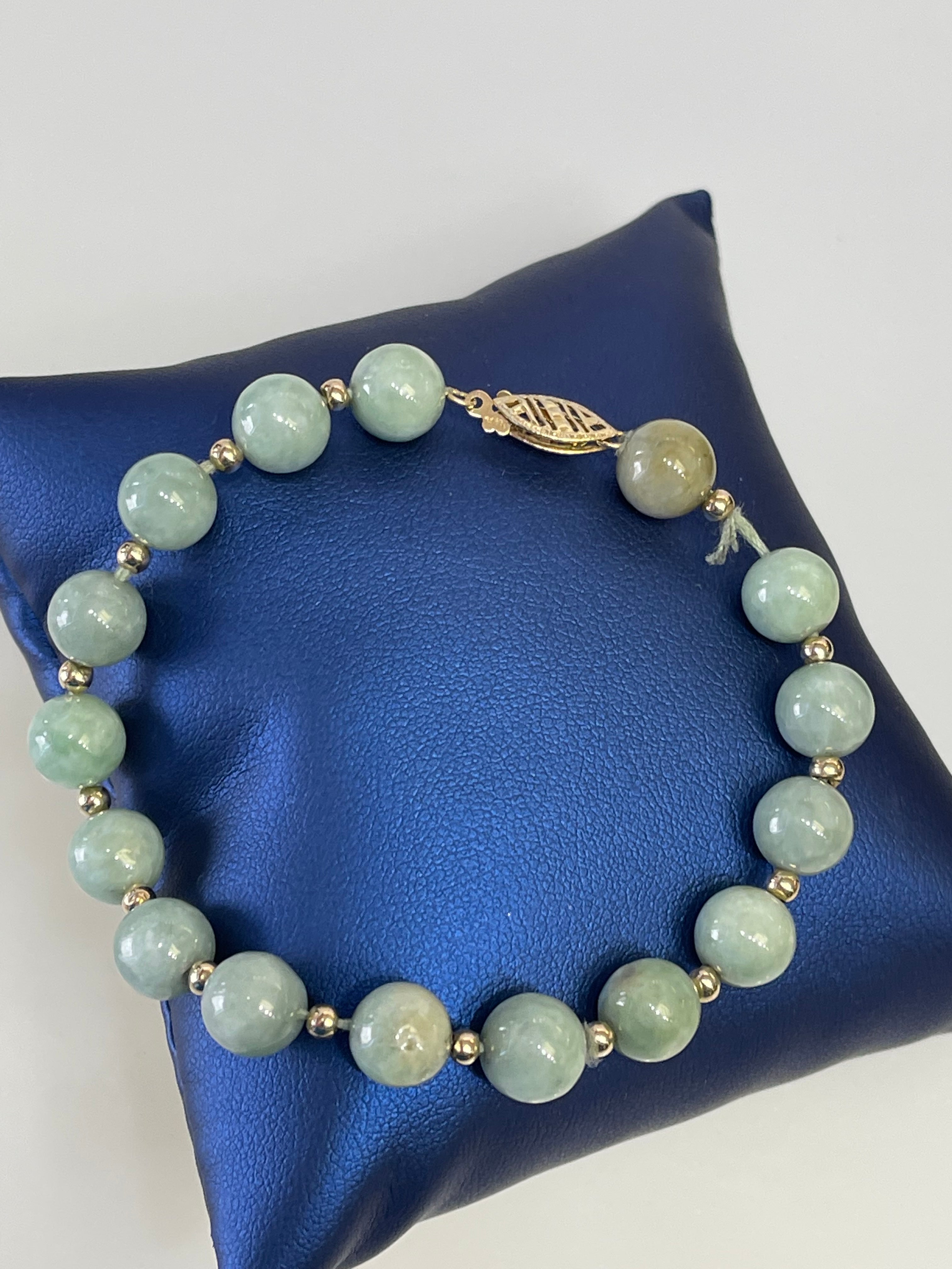 Golden Leaves and Jade Art Nouveau Bracelet – Gem Set Love