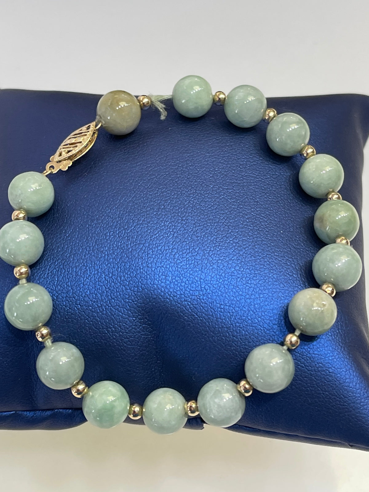 14K YELLOW GOLD - JADE BEADED BRACELET