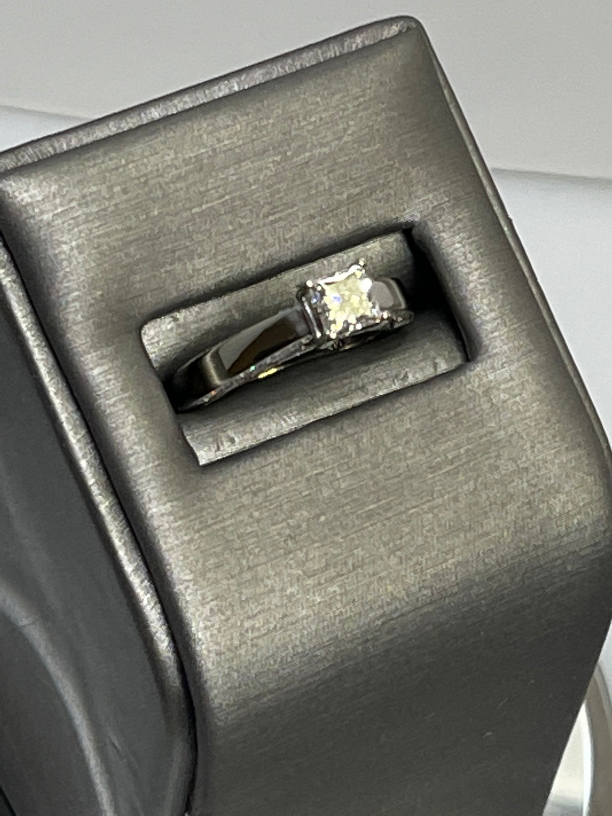 14KT W/G Princess Cut Diamond Ring With Pave Set Diamonds Engagement Ring