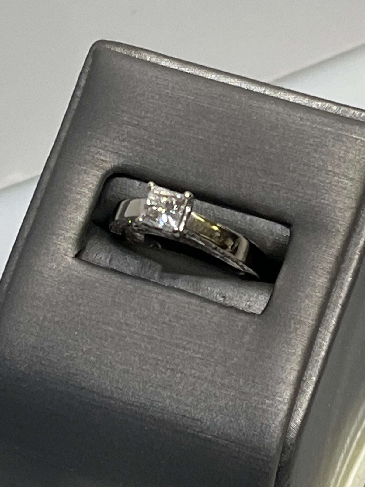 14KT W/G Princess Cut Diamond Ring With Pave Set Diamonds Engagement Ring