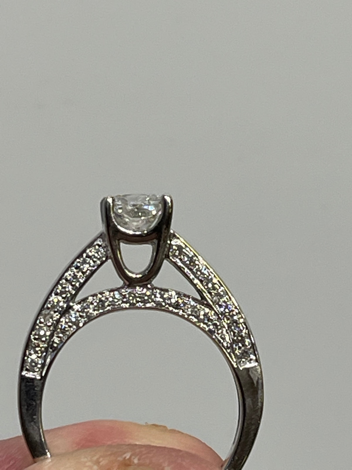 14KT W/G Princess Cut Diamond Ring With Pave Set Diamonds Engagement Ring