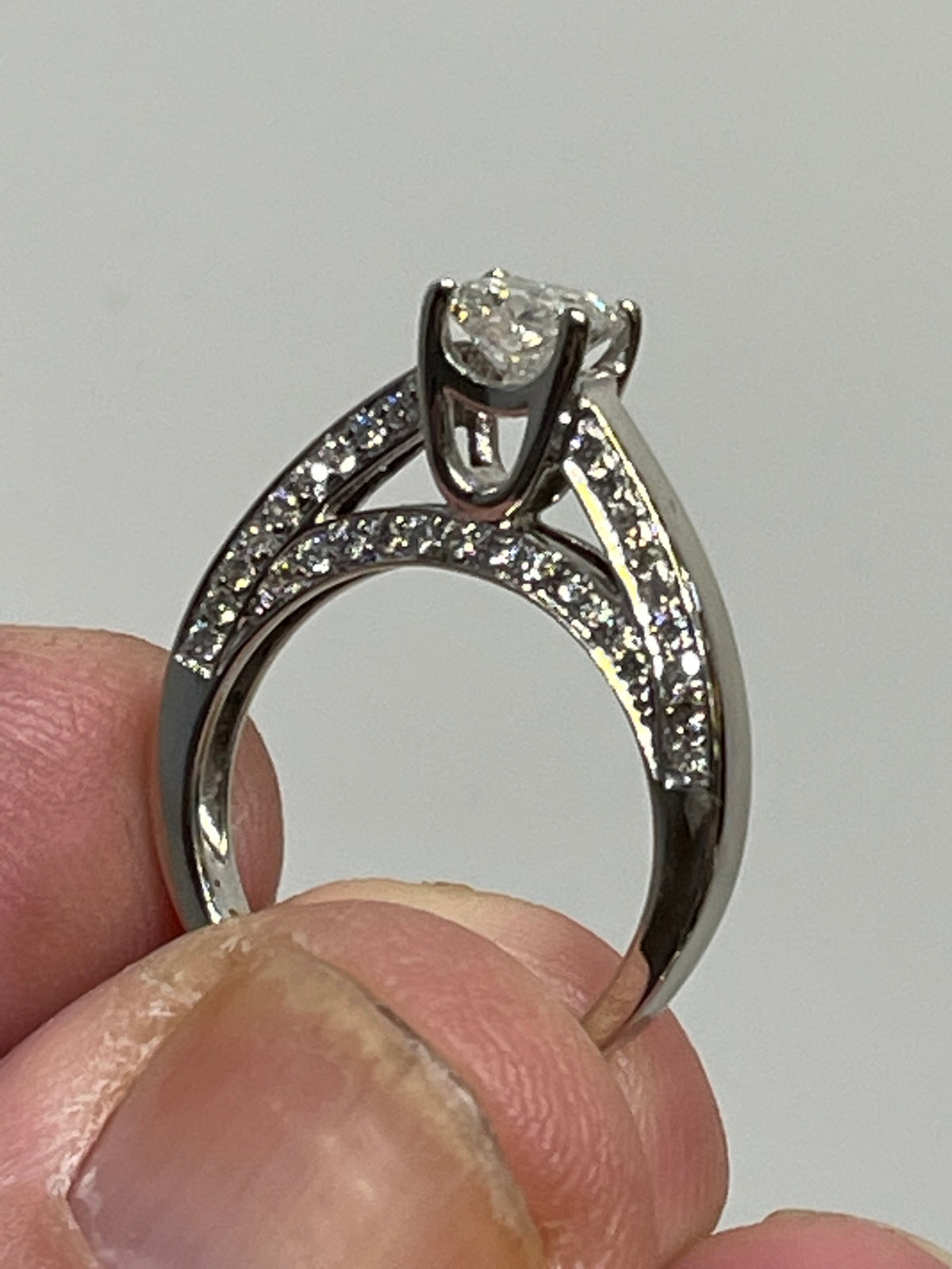 14KT W/G Princess Cut Diamond Ring With Pave Set Diamonds Engagement Ring