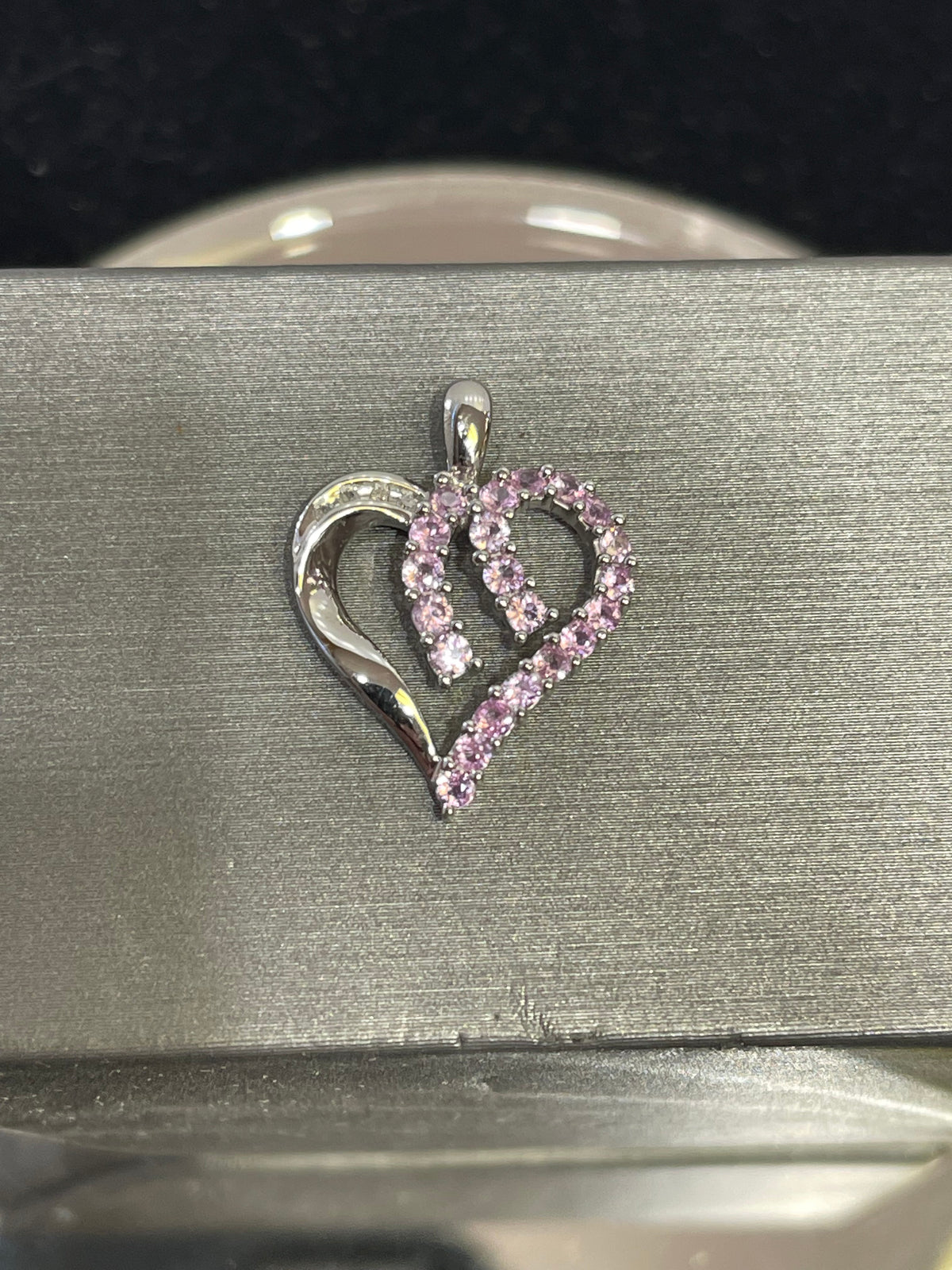 10 Karat White Gold Pink Topaz Heart Pendant