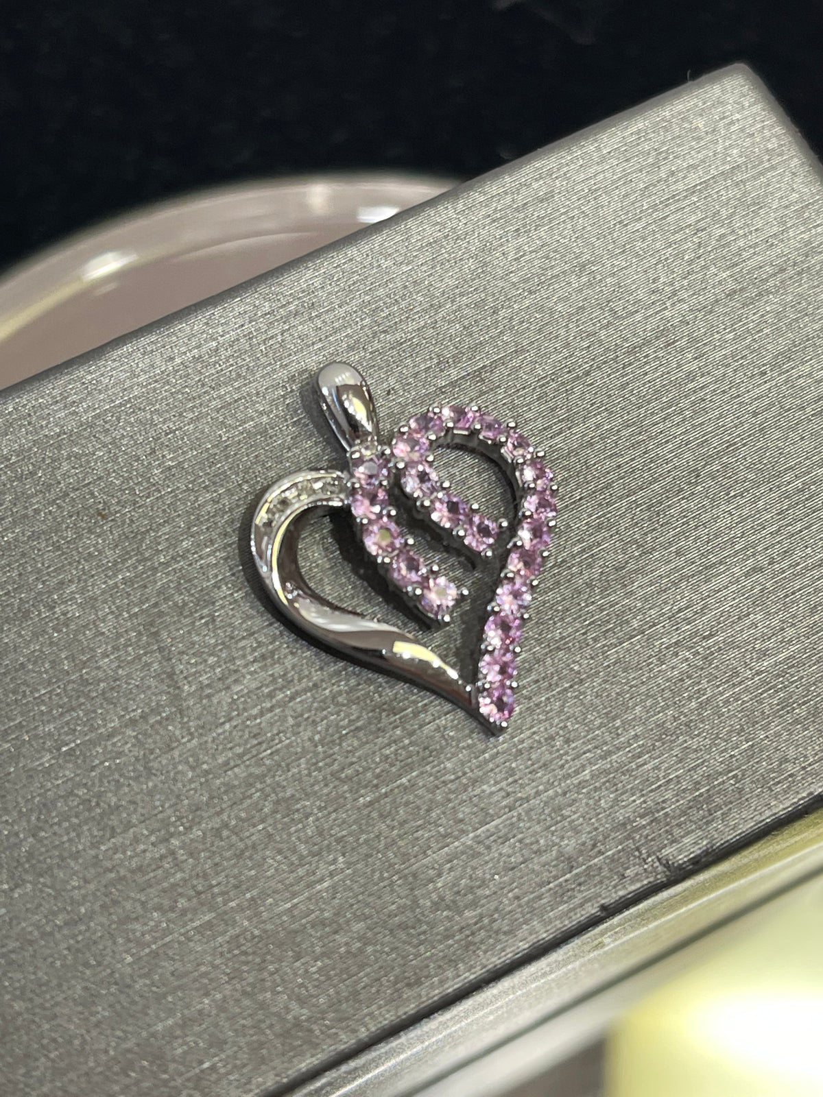 10 Karat White Gold Pink Topaz Heart Pendant