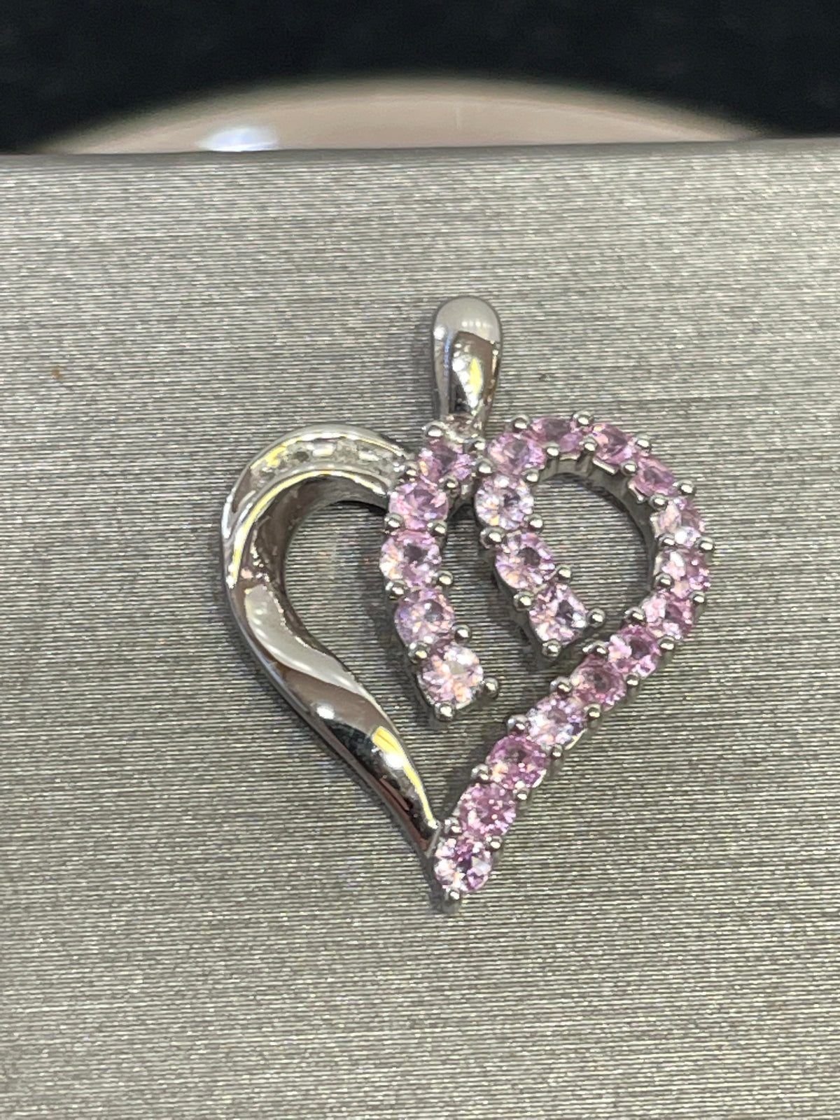 10 Karat White Gold Pink Topaz Heart Pendant