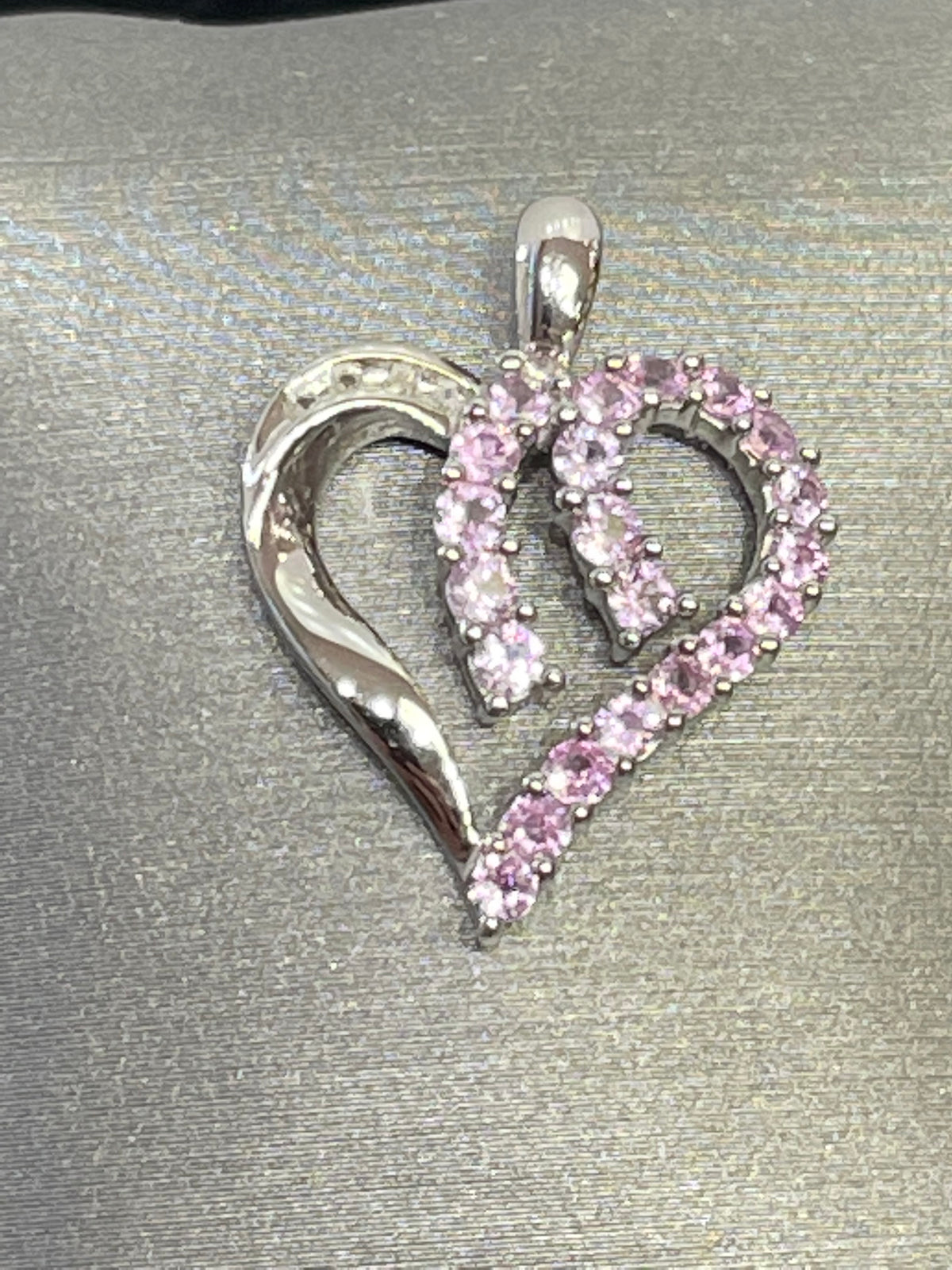 10 Karat White Gold Pink Topaz Heart Pendant