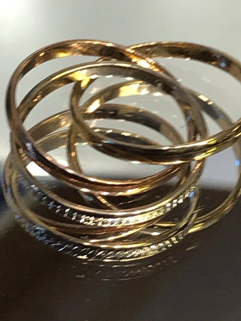 View eleven of Tri Color Wonder Ring 3 Band Ring White Yellow & Pink Gold