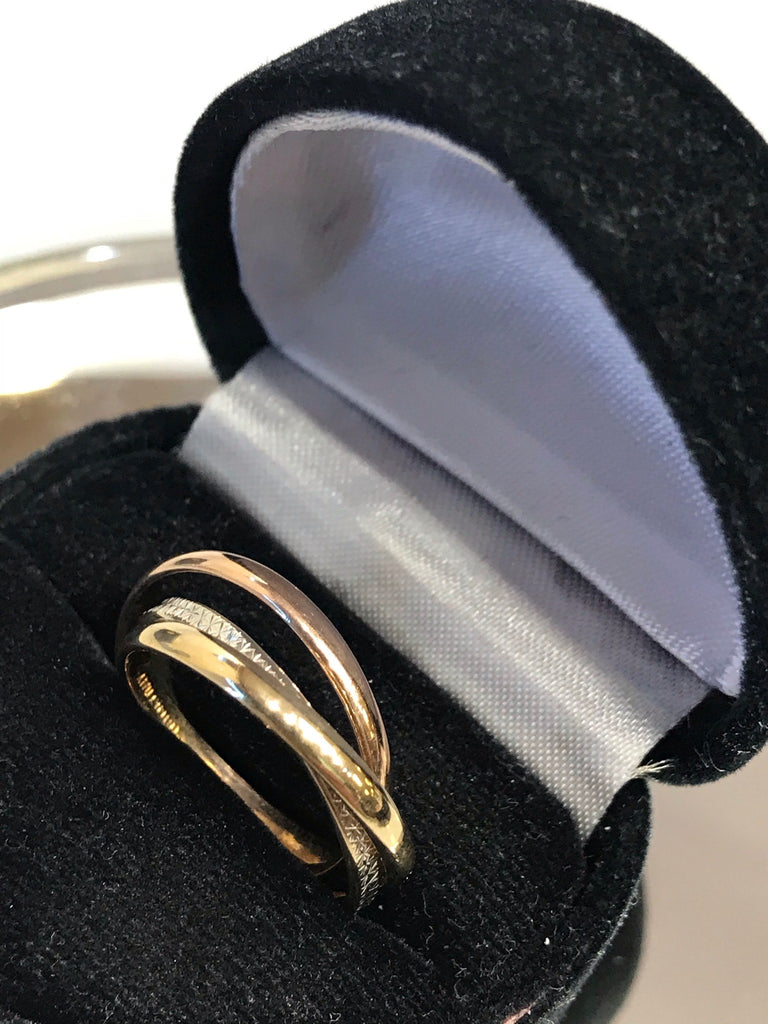 View 13 of Tri Color Wonder Ring 3 Band Ring White Yellow & Pink Gold
