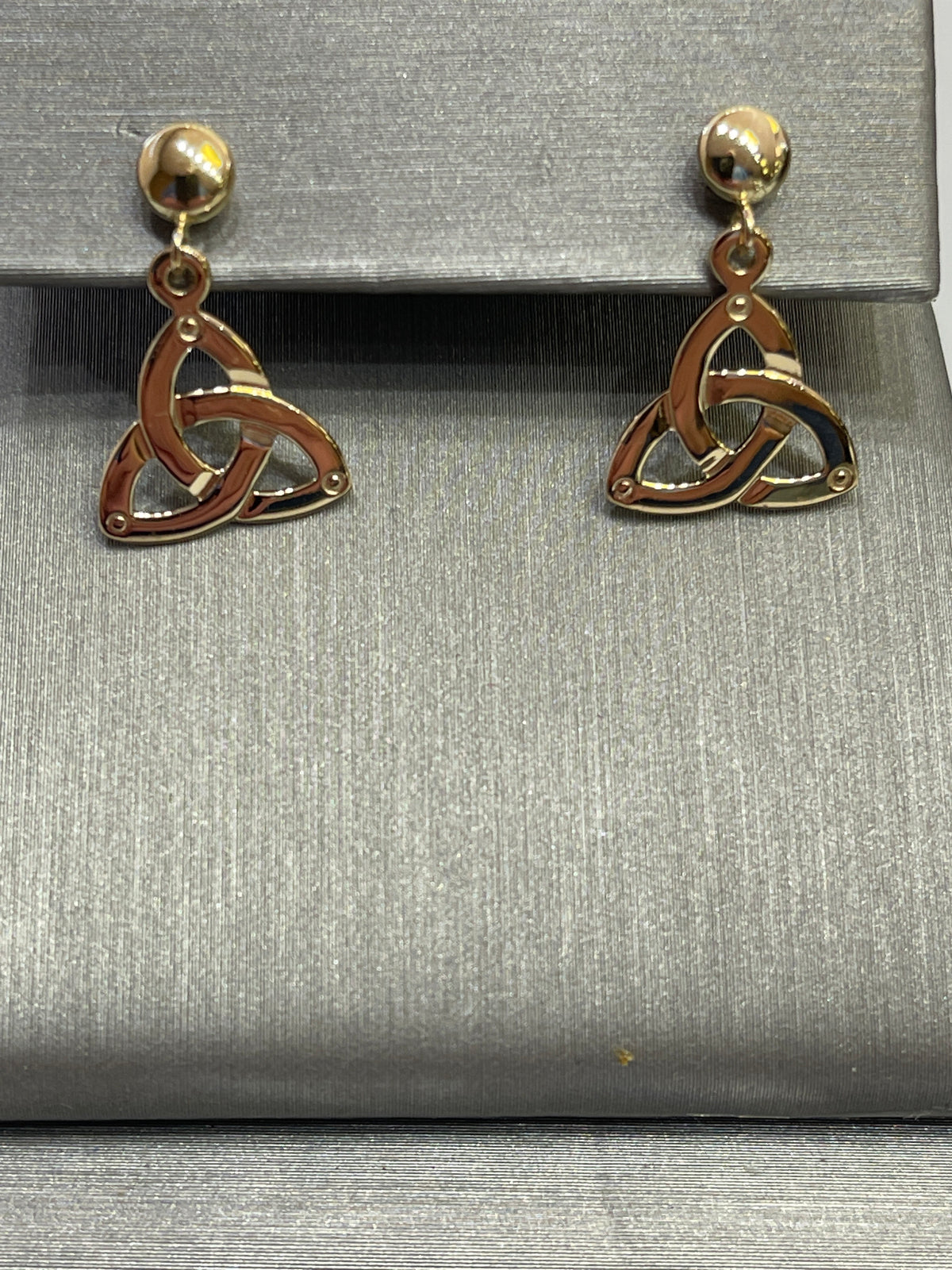 14 Karat Yellow Gold  Trinity Dangling Earrings Made In Ireland