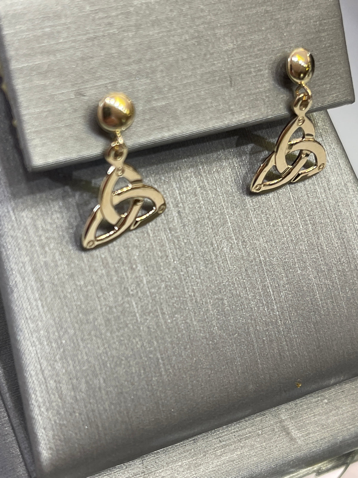 14 Karat Yellow Gold  Trinity Dangling Earrings Made In Ireland