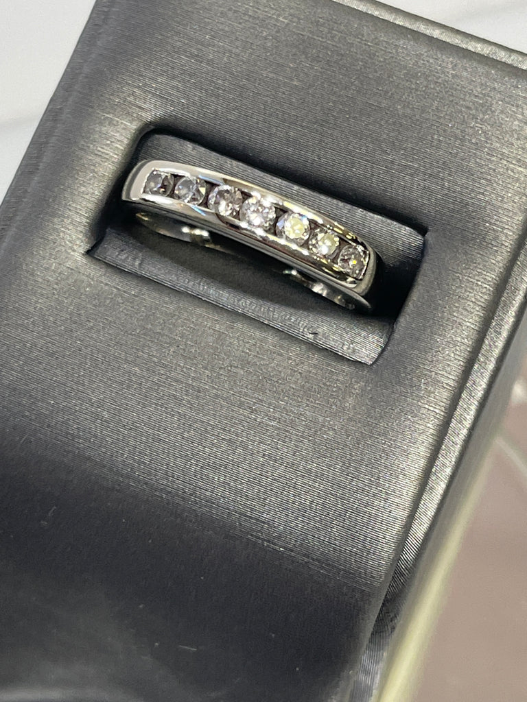 view three of 14 Karat White Gold Diamond Wedding Set Engagement Ring Matching Diamond Bands