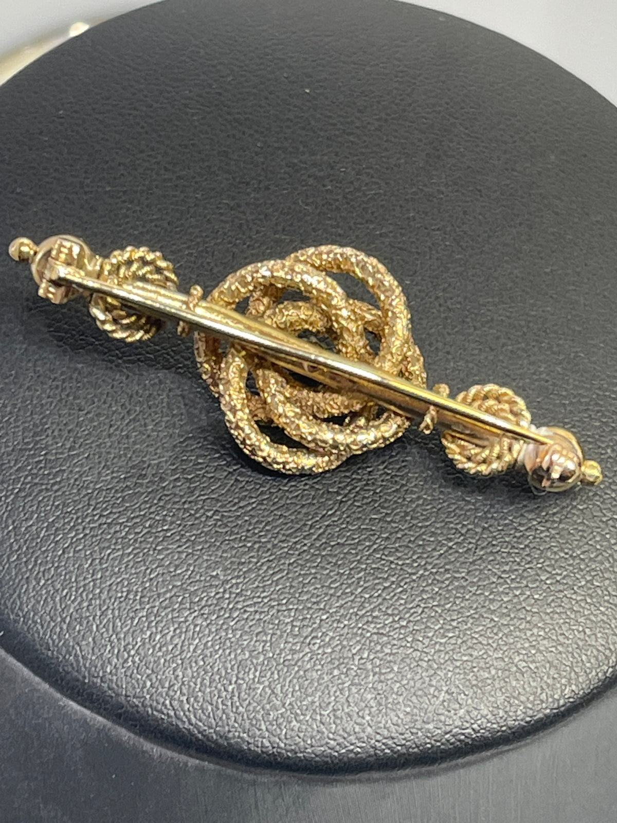 Antique 14 Karat Yellow Gold Diamond Love Knot Pin