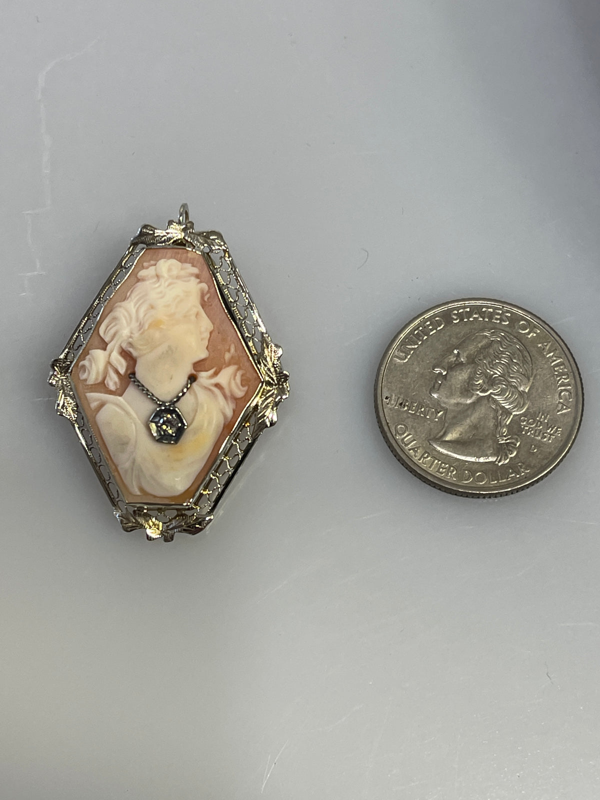 View one of Antique Ladies 14 Karat White Gold Cameo