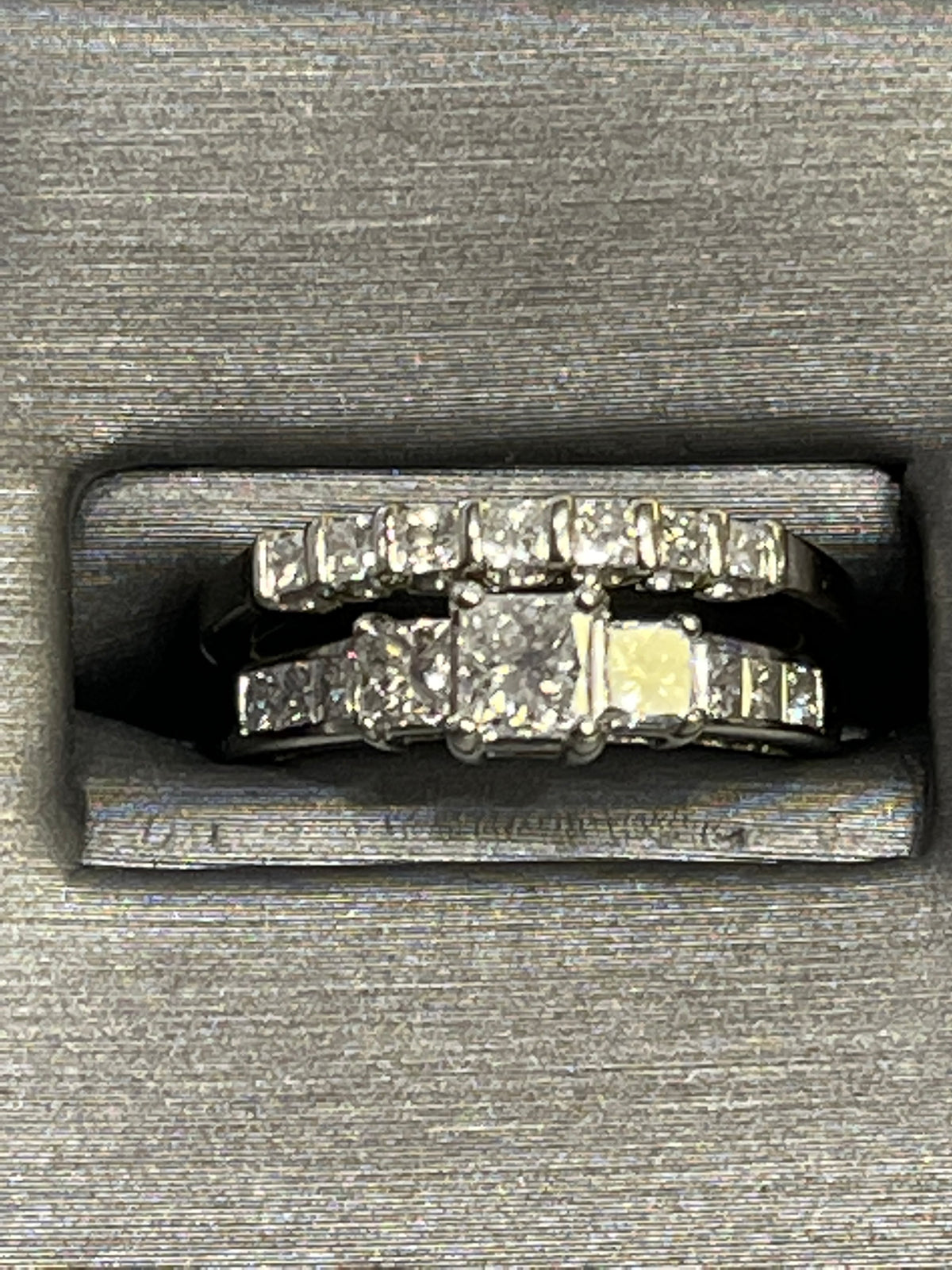 view four of 14 Karat White Gold Diamond Engagement Ring And Wedding Band Ring Wedding Set