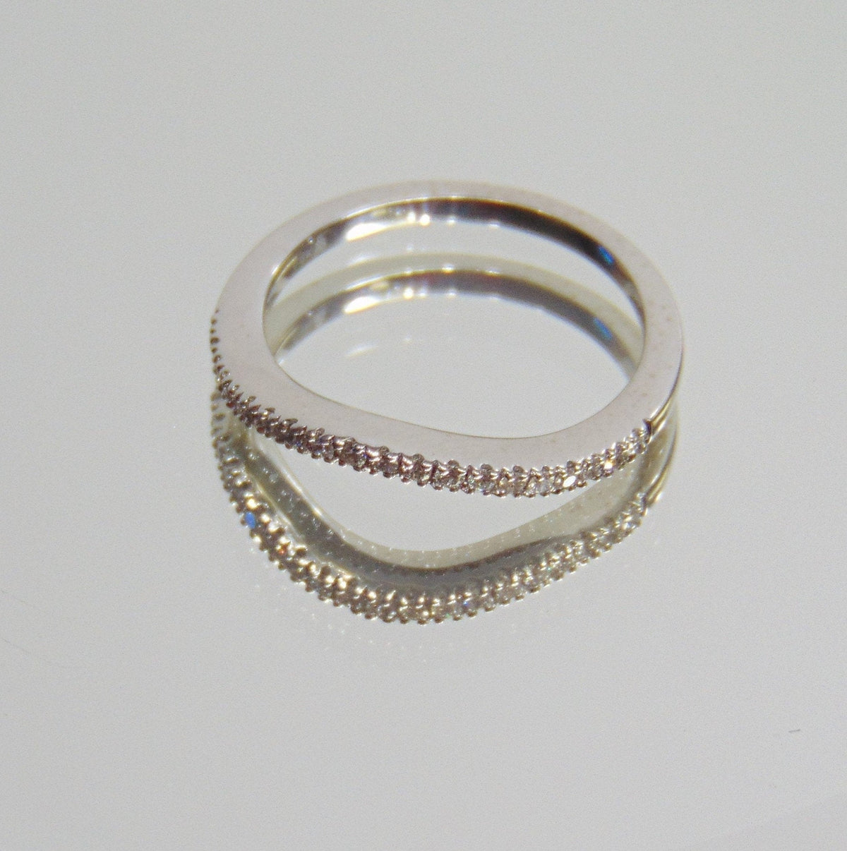 View two of 14 Karat White Gold Fancy Wave Diamond Band