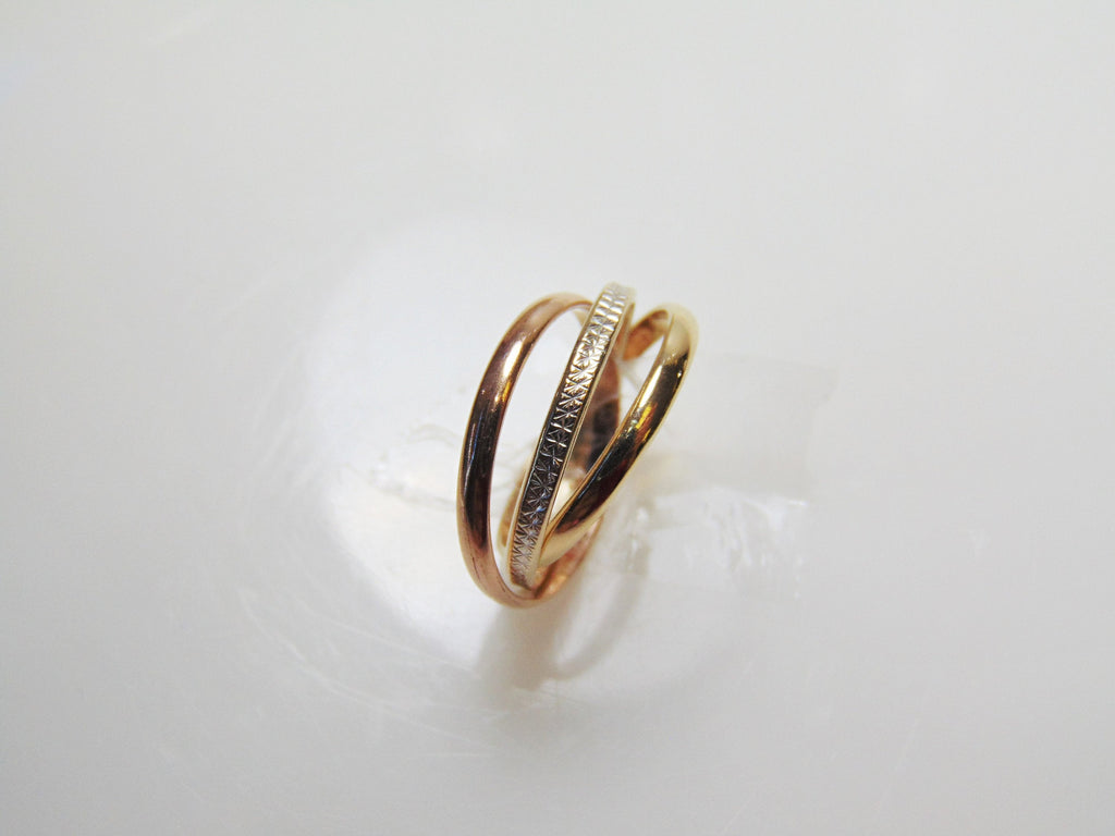 View five of Tri Color Wonder Ring 3 Band Ring White Yellow & Pink Gold