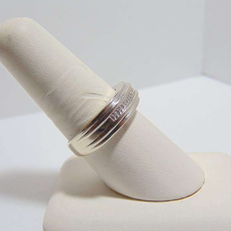 View nine of 10 Karat White Gold Diamond Band Classic