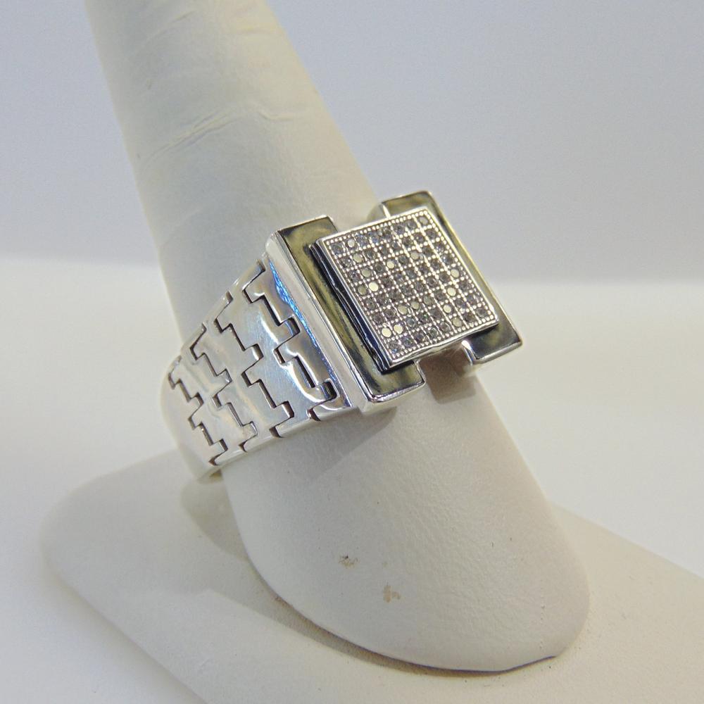 Sterling Silver Flex Chain Diamond & Black Onyx Ring - Philadelphia Gold & Silver Exchange