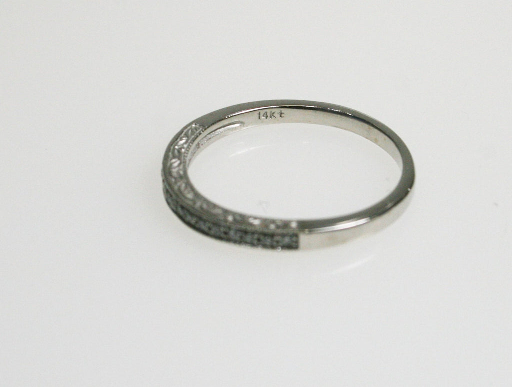 View two of 14 Karat White Gold Hand Set White Round Diamond Band