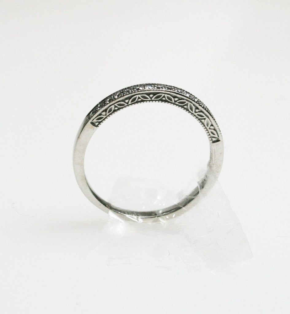 View five of 14 Karat White Gold Hand Set White Round Diamond Band