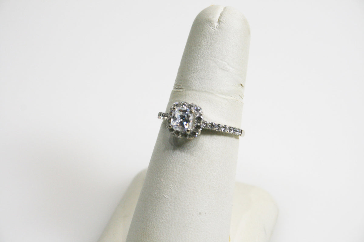 14KT White Gold Cubic Zirconia Halo Style Ring - Philadelphia Gold & Silver Exchange