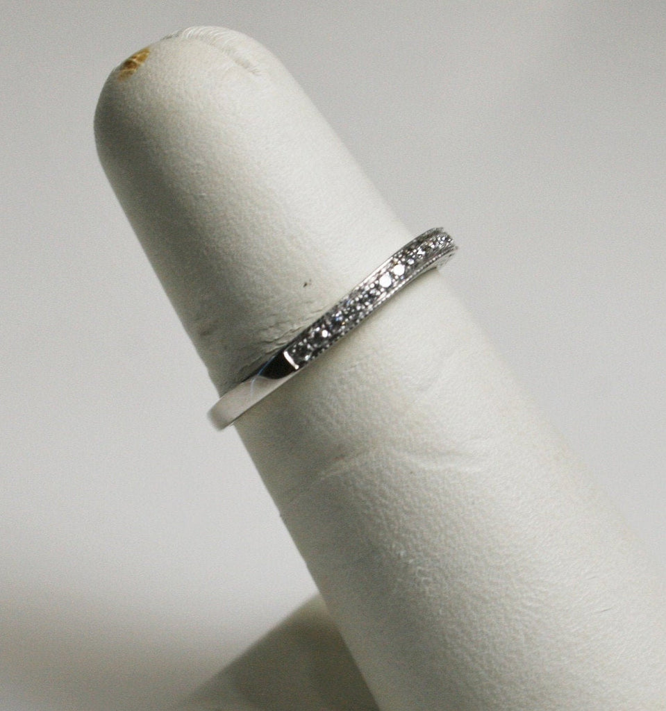 View three of 14 Karat White Gold Hand Set White Round Diamond Band