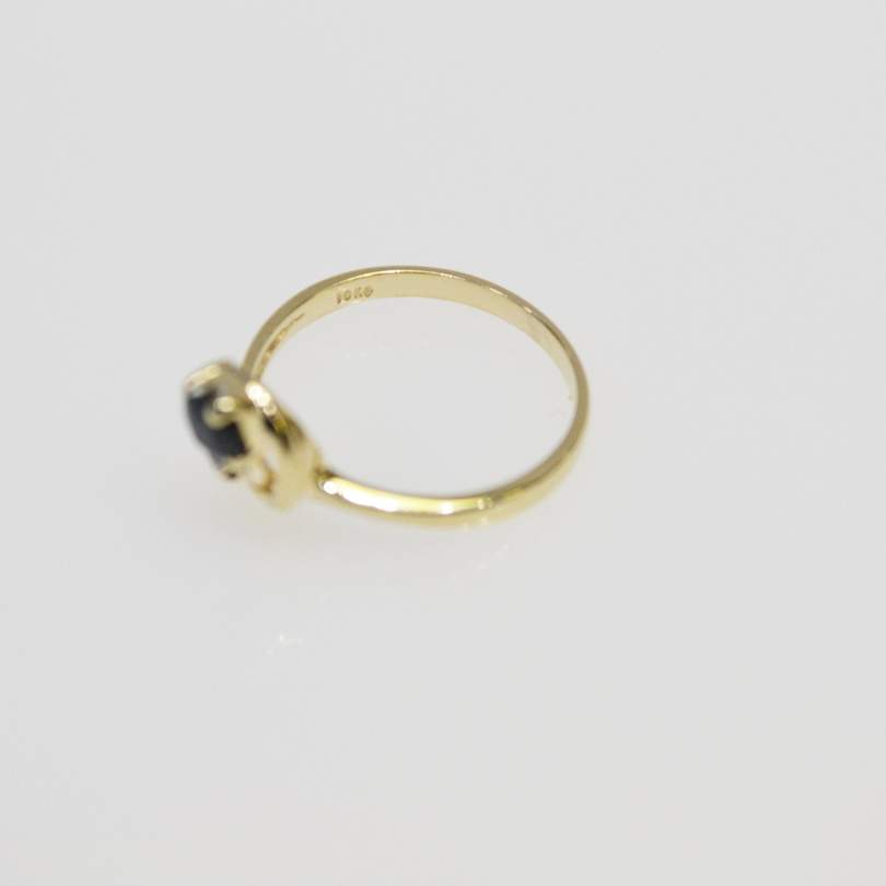 10KT Yellow Gold Sapphire & Diamond Ring Blue Promise Ring
