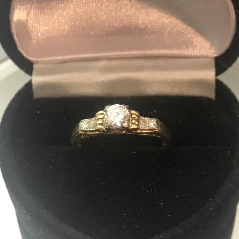 Antique 14 Karat Yellow Gold Diamond Engagement Ring European Cut Diamond - Philadelphia Gold & Silver Exchange