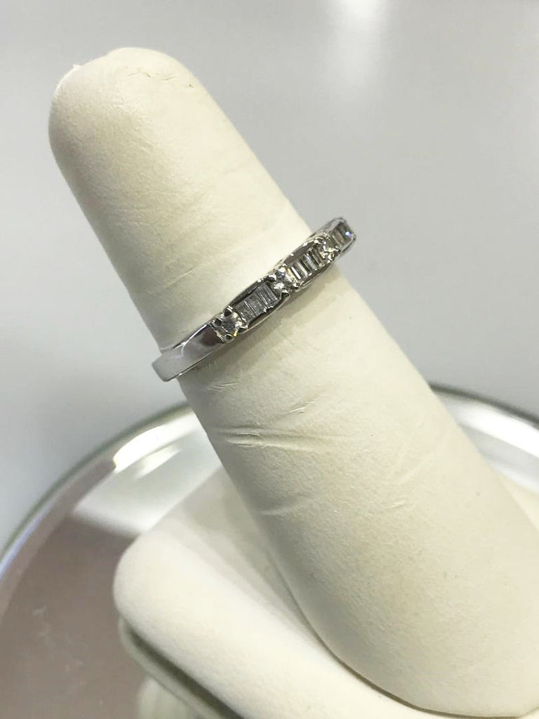 view four of Ladies 14KT White Gold Diamond Band With Baguettes
