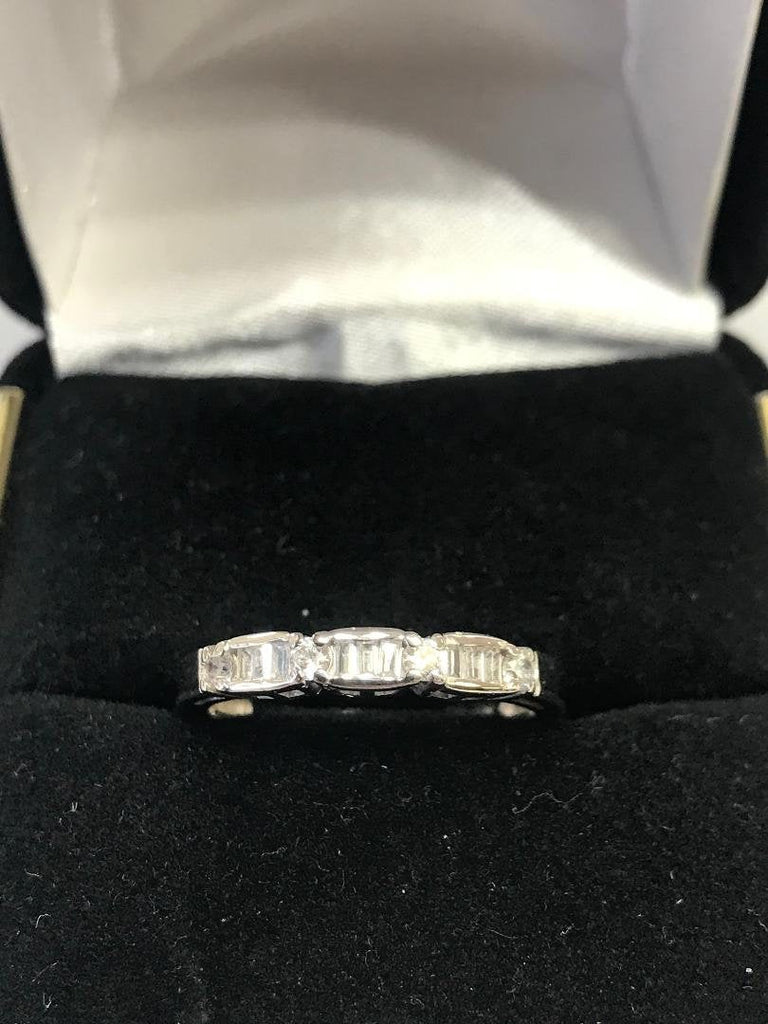 View five of Ladies 14KT White Gold Diamond Band With Baguettes