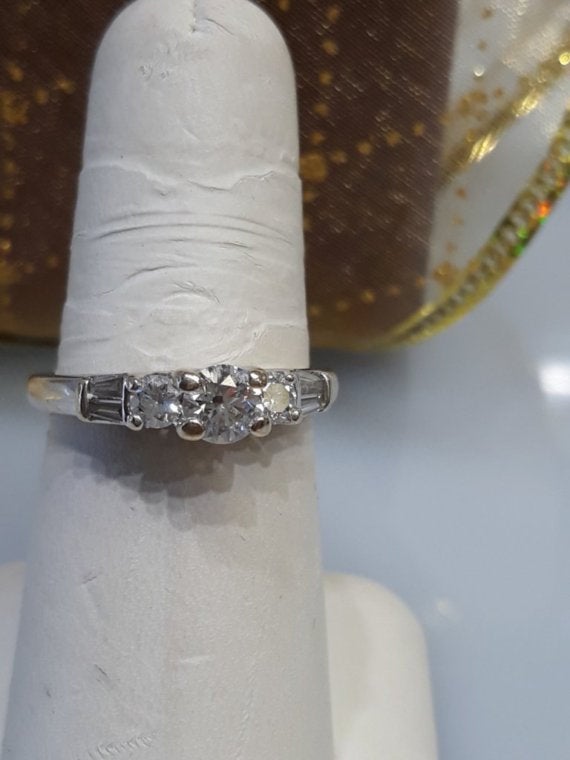 18KT White Gold Diamond Engagement Ring With GIA Cert .80 Pts Baguettes Philadelphia Gold & Silver Exchange  diamond engagement baguette