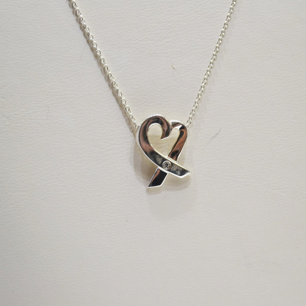Tiffany & Co Sterling Silver Paloma Picasso Diamond Ribbon Pendant And Chain - Philadelphia Gold & Silver Exchange