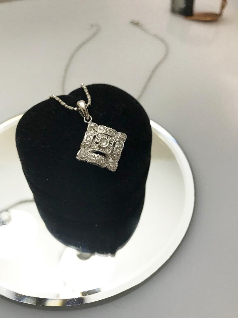 14KT Solid White Gold Vintage Style Diamond Pendant - Philadelphia Gold & Silver Exchange