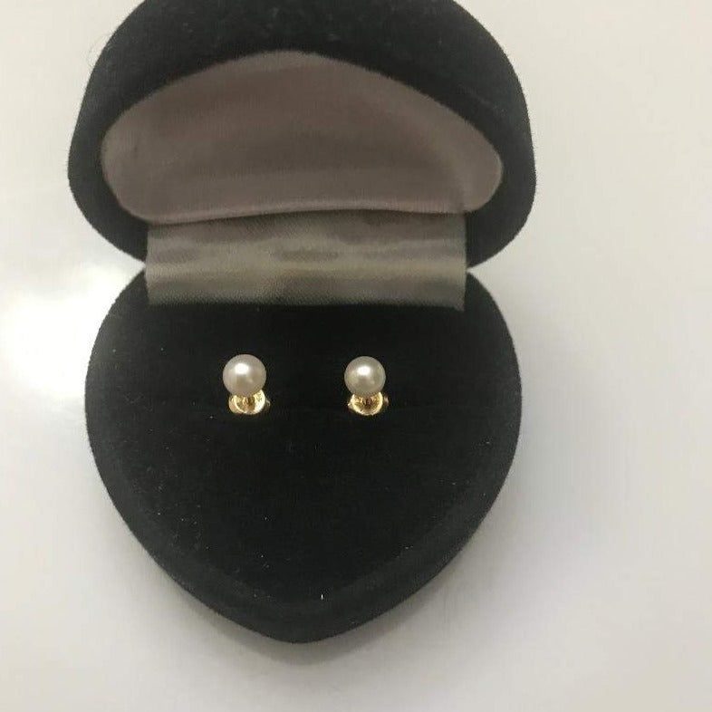 14 Karat Solid Yellow Gold Genuine Pearl Screw-back Earrings - Philadelphia Gold & Silver Exchange