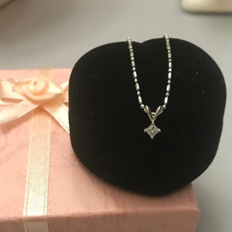 14 Karat Solid White Gold Princess Cut Diamond Pendant - Philadelphia Gold & Silver Exchange