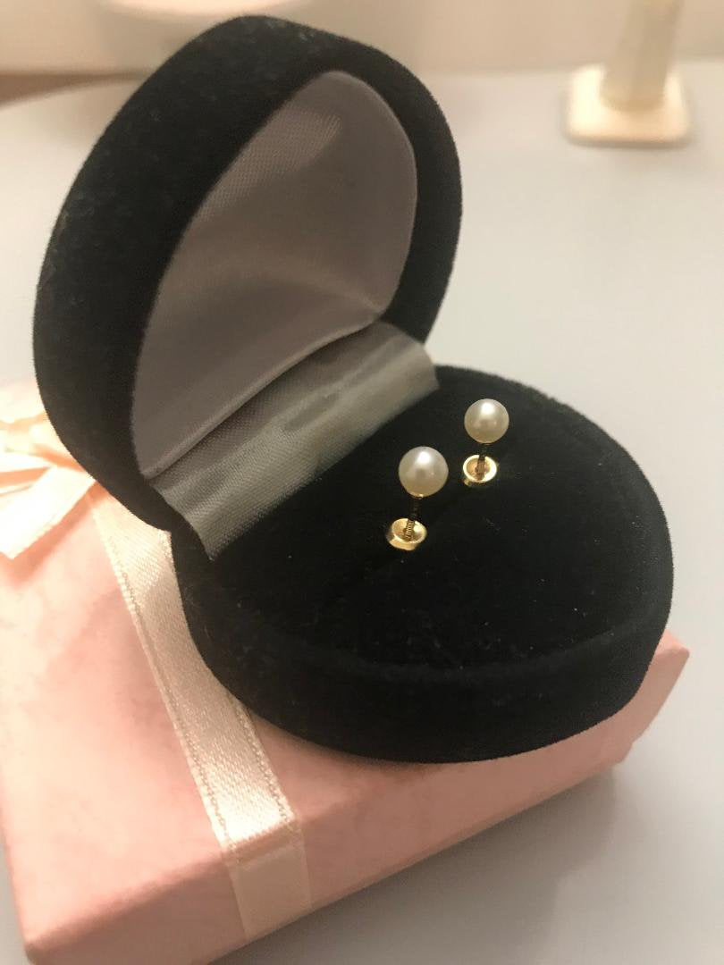 14 Karat Solid Yellow Gold Genuine Pearl Screw-back Earrings - Philadelphia Gold & Silver Exchange