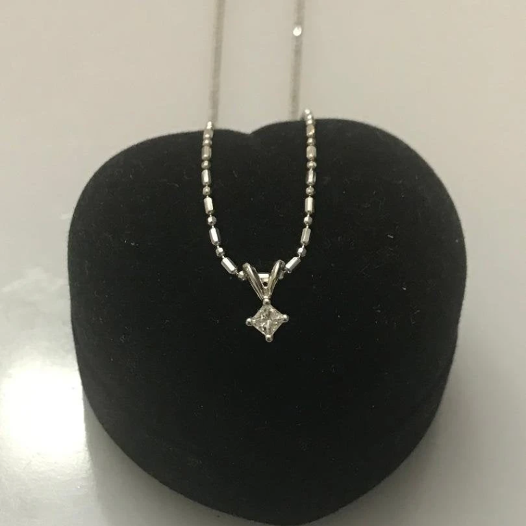 14 Karat Solid White Gold Princess Cut Diamond Pendant - Philadelphia Gold & Silver Exchange