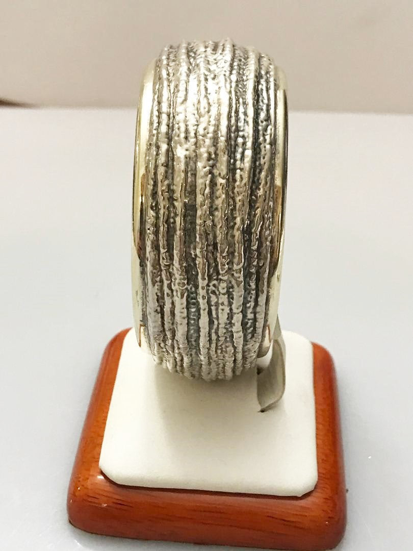 View one of Sterling Silver .925 Designer N. S. Barron Cuff Bracelet Highlighted in Gold Vermeil