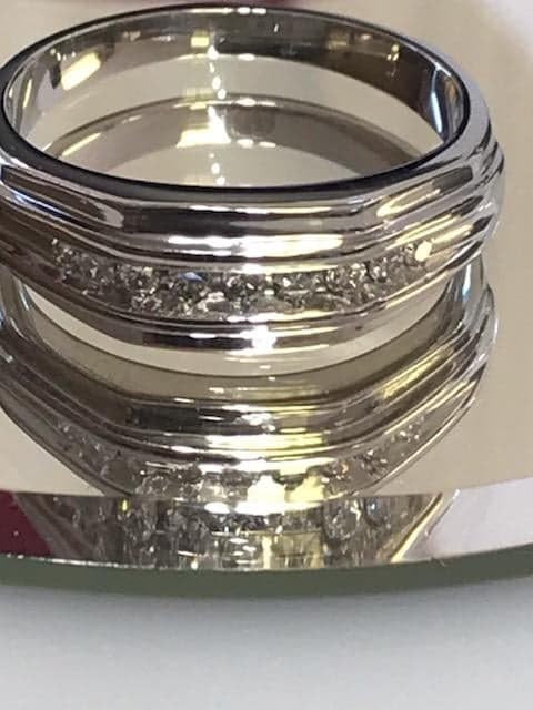 View four of 14 Karat White Gold Heavy Diamond Band