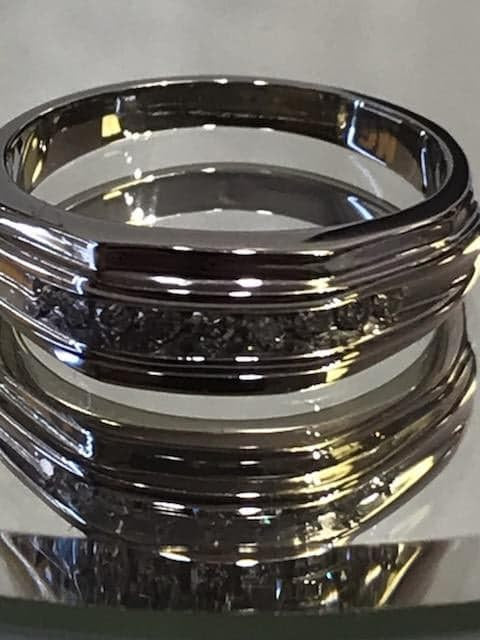 View five of 14 Karat White Gold Heavy Diamond Band