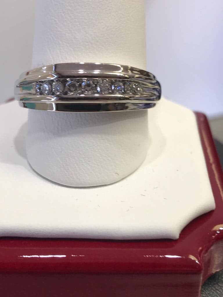 View six of 14 Karat White Gold Heavy Diamond Band