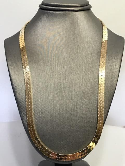 View five of 14 Karat Yellow Gold Herringbone Necklace - 18" Long