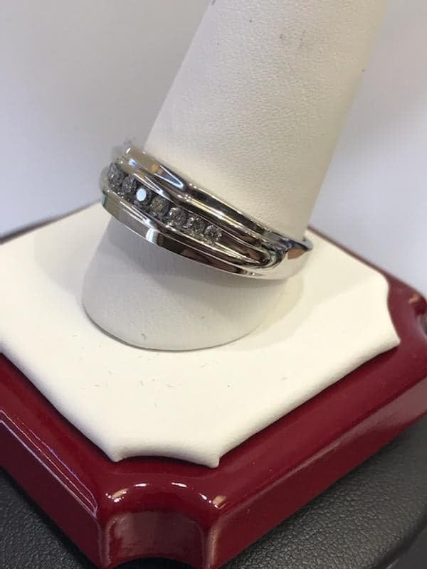 view two of 14 Karat White Gold Heavy Diamond Band
