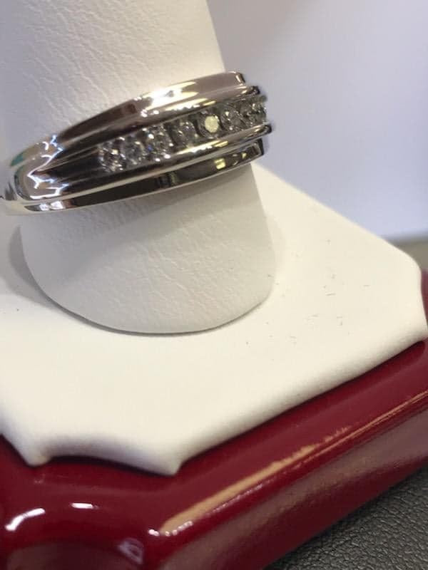 View three of 14 Karat White Gold Heavy Diamond Band
