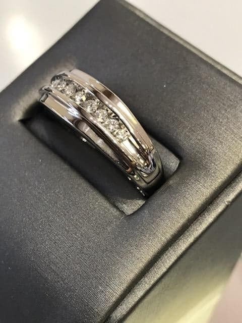 view seven of 14 Karat White Gold Heavy Diamond Band