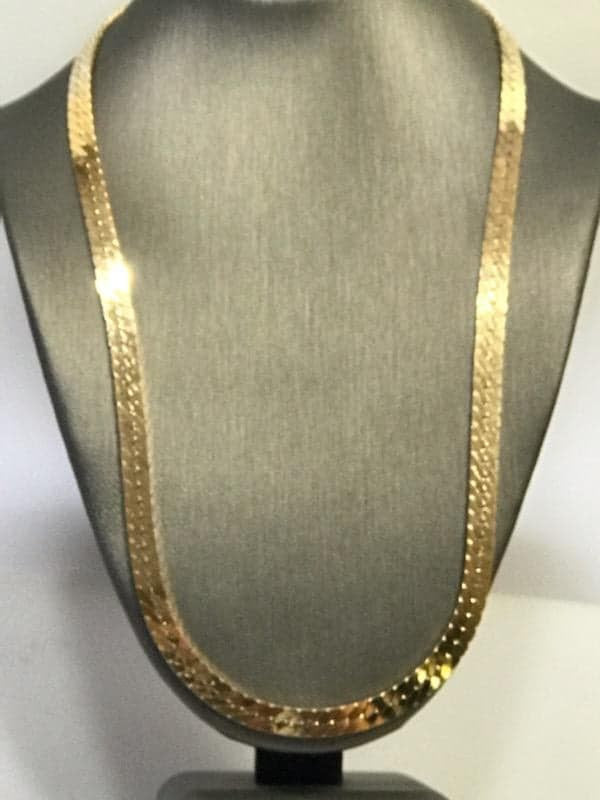 View seven of 14 Karat Yellow Gold Herringbone Necklace - 18" Long
