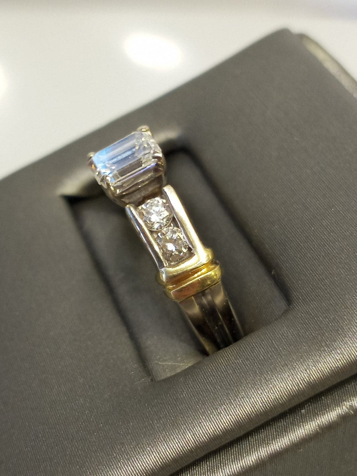 18KT 2-Tone Gold Emerald Cut Diamond Engagement Ring - Philadelphia Gold & Silver Exchange