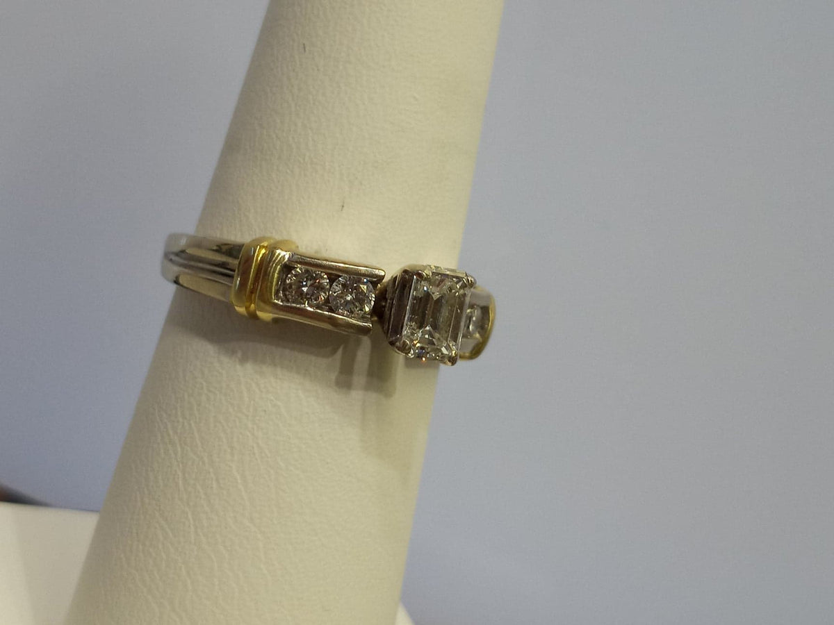 18KT 2-Tone Gold Emerald Cut Diamond Engagement Ring - Philadelphia Gold & Silver Exchange