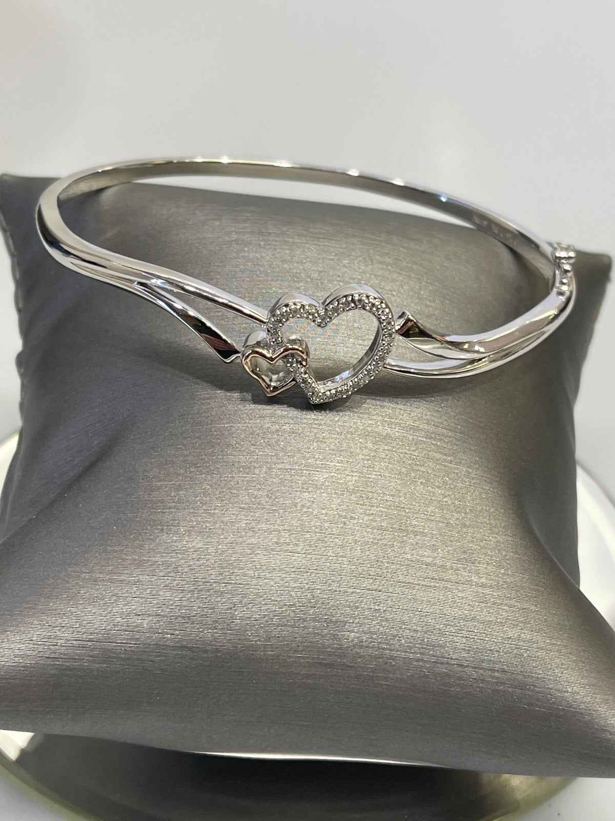 Sterling Silver Interlocking Heart Bangle - Philadelphia Gold & Silver Exchange